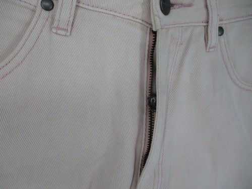 Wrangler Shorts Womens Small Pink Hi Bells Denim Button Pockets Zip Logo Summer - Picture 9 of 18