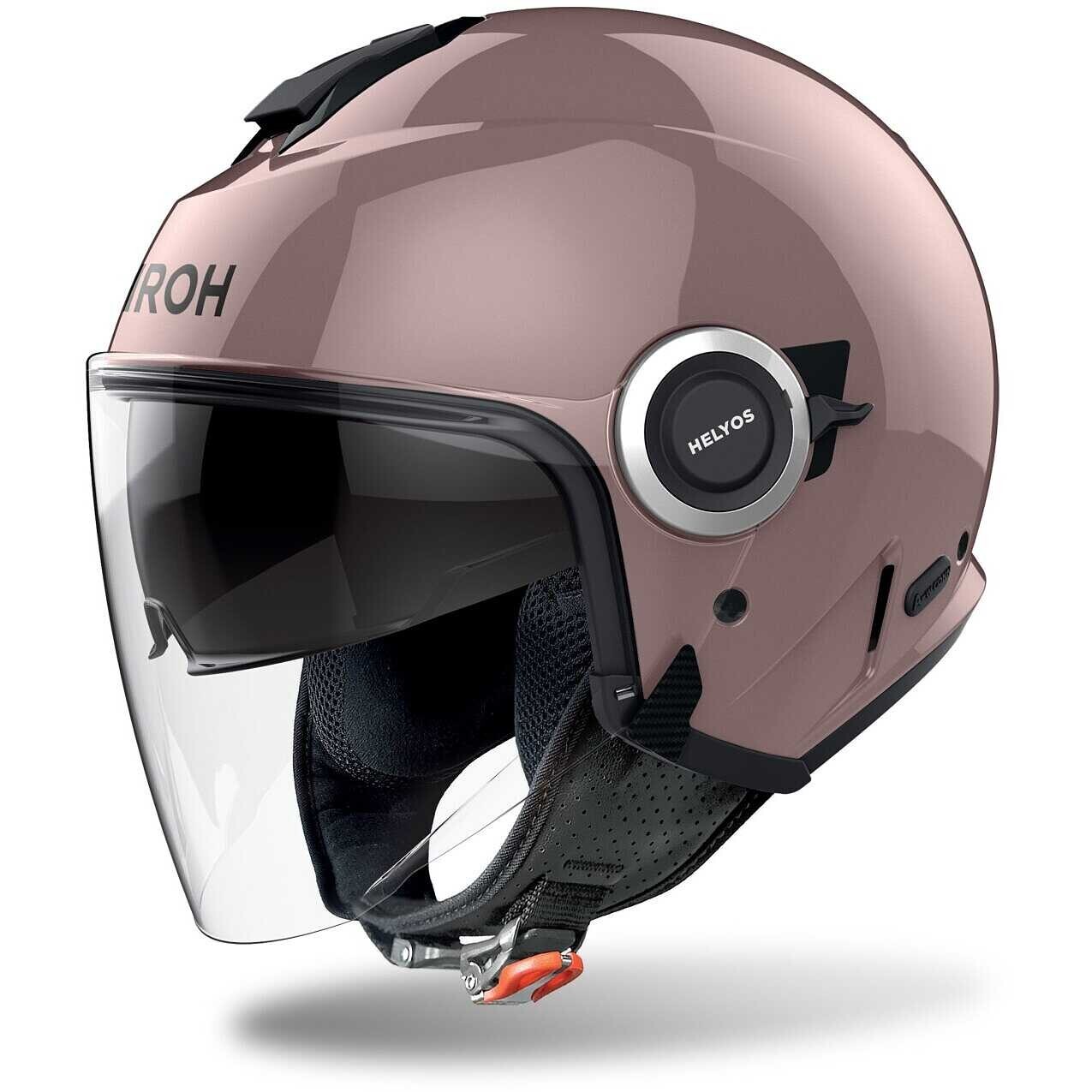 CASCO MOTO JET DOPPIA VISIERA AIROH HELYOS COLOR METALLIC ROSE GLOSS TG L