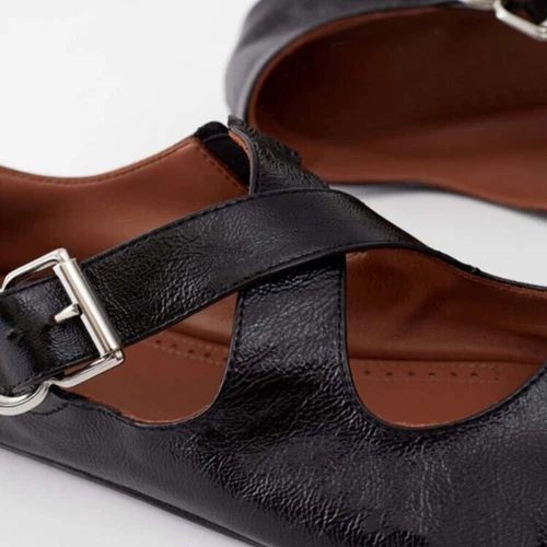 Mujeres Nuevo Elegante Terciopelo Cruzado Hebilla Correa Ballet Plano Mary Jane Zapatos Talla - Imagen 7 de 23