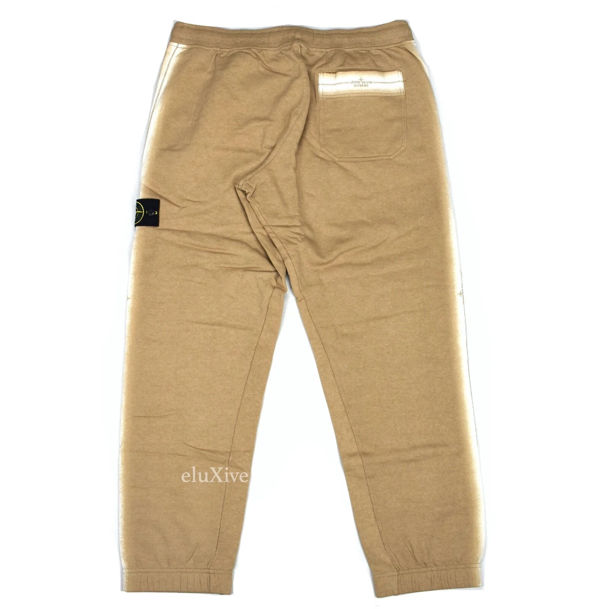 NWT Supreme Stone Island Tan Side Stripe Logo Sweatpants Men's L