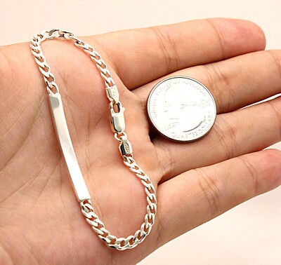 925 Sterlingsilber personalisiert individuell graviert Panzerkette ID-Armband 4 mm breit