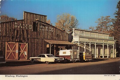 #ad Winthrop WA Sams Place Cafe Store Front Classic Cars Demolished 6x4 Postcard G18 $3.95