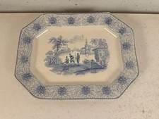 Antique William Adams Persia Pattern Blue & White Transferware Tray