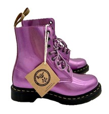 Doc Dr Martens 1460 Pascal Metallic Pink Boots Shoes Glitter Laces HTF NWT Sz 6