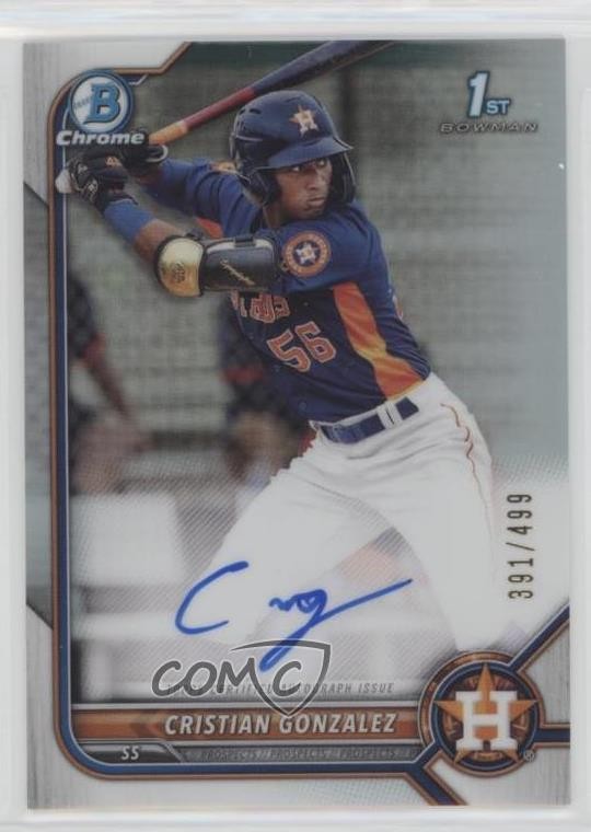 2022 Bowman Chrome Prospect Refractor 391/499 Cristian Gonzalez #CPA-CG Auto 6wp