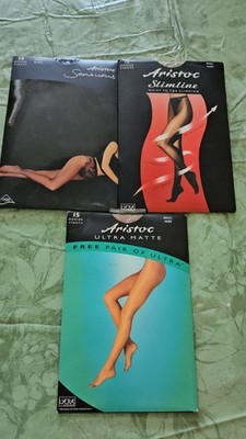 LOT (3) ARISTOC 15 DENIER TIGHTS NUDE & BLACK COLORS SIZE SMALL
