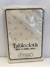 Vinyl Flannel Back Tablecloth 52x70 Rectangle Cottage Core Floral Vintage BIN D
