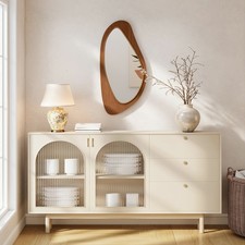 Produktbild - HOMCOM Wandspiegel 91,5x45 cm Fenster Spiegel mit Kieferfurnierrahmen Refurbishe
