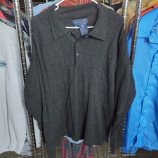 ROCKPORT Vtg 90s Wool Black Polo SWEATER Men's L