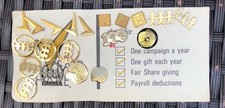 Vintage United Fund Lapel Pins Campaign Memorabilia Assorted Gold Brass Toned