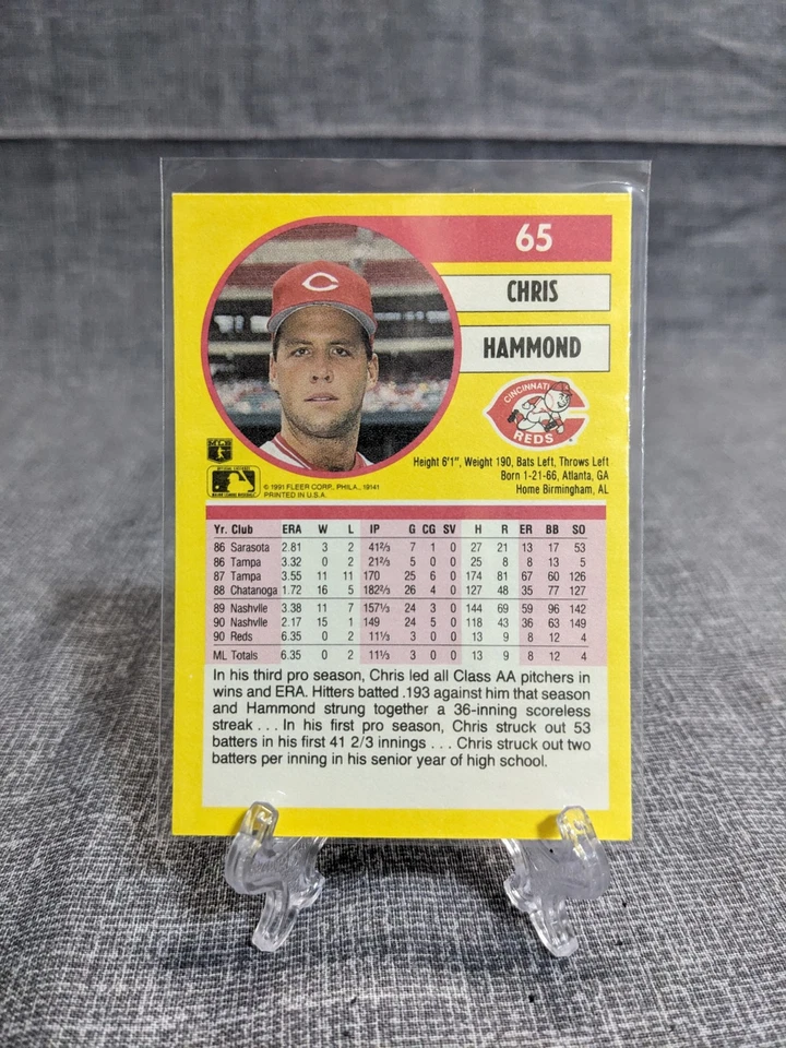 1991 Fleer #65 Chris Hammond - Image 2 of 2
