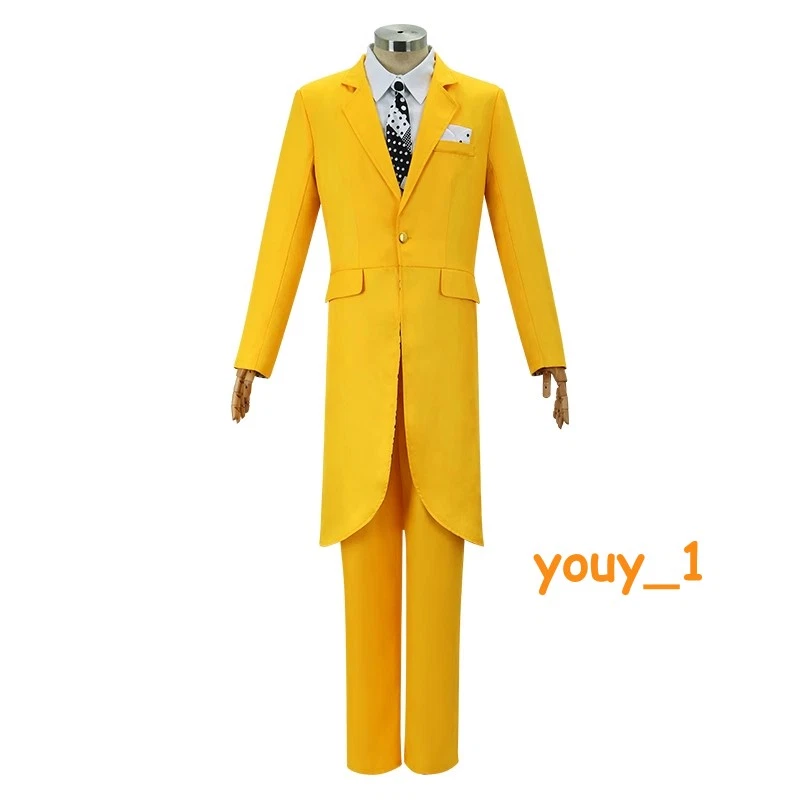 La Máscara Jim Carrey Disfraz Cosplay Halloween Traje Carnaval Amarillo Uniforme con Sombrero Foto 2 de 4