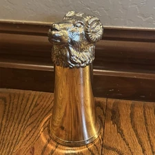 Vintage Heavy Metal Silver Plated Rams Head Stirrup 6" Vessel Goblet Cup Mug