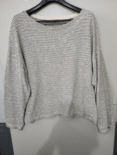ALLSAINTS Top Womens M/L White Adelise Long Sleeve Sweatshirt Oversize Striped