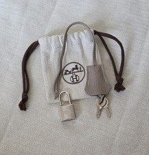 HERMES Clochette Cadena Padlock Key Silver Birkin Kelly Lock 163