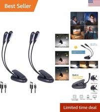 8 LED Clip-On Reading Light: Rechargeable  Eye-Caring with Adjustable Arms