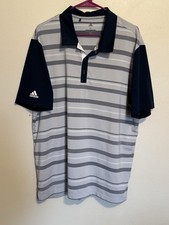 Adidas Men  s Golf Navy/Gray/Blue Stripe Polo Shirt Size XL