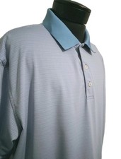 Peter Millar Summer Comfort Polo Shirt Mens XL Blue Striped Performance Golf