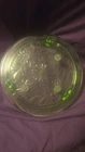 Uranium Jeanette Sunflower Green Depression Glass Cake Plate 10" Footed Glows