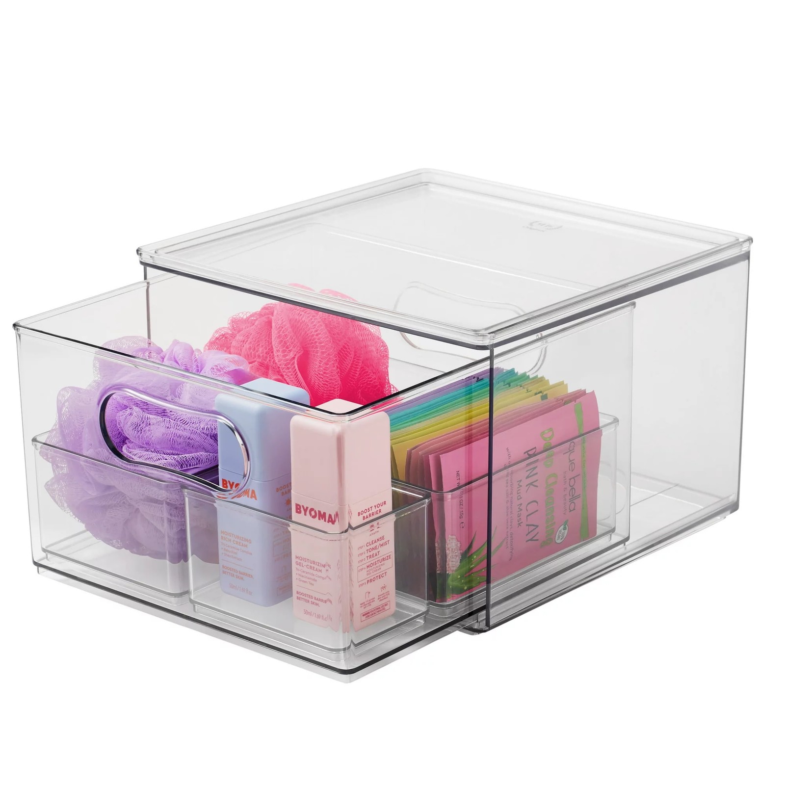 4-Piece Clear Plastic Modular Bath Storage System with Edit Feature