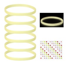 Glow in the Dark Silicone Bracelets Wristbands with Stickers 6 Pcs Yellow