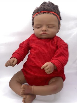 CHAREX Realistic 18 Inch Reborn Baby Doll - African American Sleeping New Open B