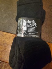 Black Diabetic Crew Socks, 3-Pack, Made in USA, Size 9-11