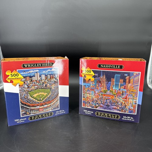 Dowdle Folk Art Puzzles Lot of 2 Wrigley Field and Nashville