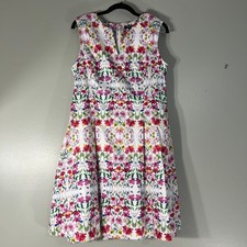 Chadwicks of Boston Floral Fit Flare Dress 12P Multicolor Cotton garden party