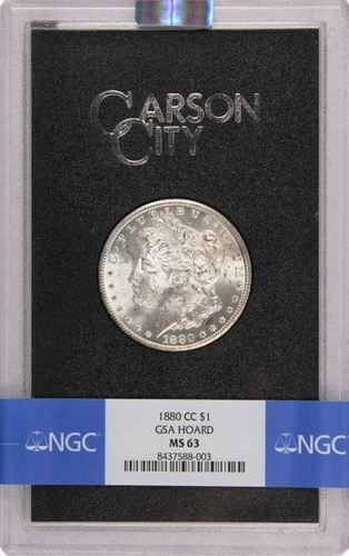 1880 CC Carson City $1 Morgan Silver Dollar NGC MS63 GSA Hoard Key Date Coin