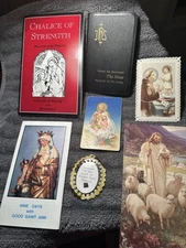 Lot Of 7 Religious items. Prayer Cards/Books, Etc. 1965 The Mass, Mother Theresa