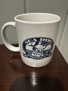 Vintage White Sea Dog Brewing Company Camden Maine White Mug Cup Double sided