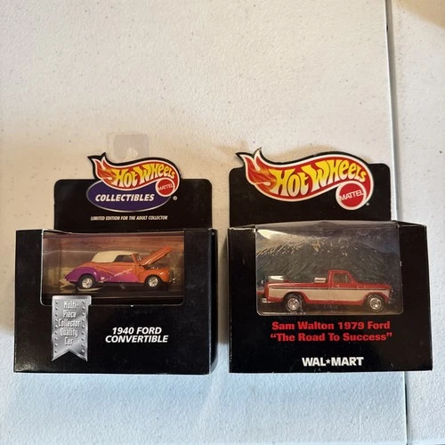 Vintage Hot Wheels Lot Real Riders ‘40 Ford Convertible & Sam Waltons Ford Truck