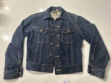 Vintage Lee Riders Denim Trucker Work Ranch Jacket Dark Blue Made USA 34R MINT 