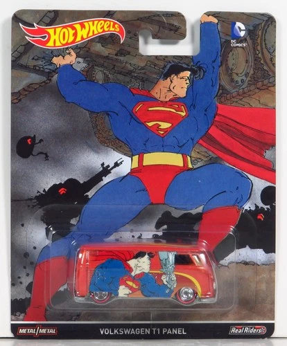 Hot Wheels Pop Culture Batman & Superman Volkswagen T1 Panel Bus Red Line DDRR