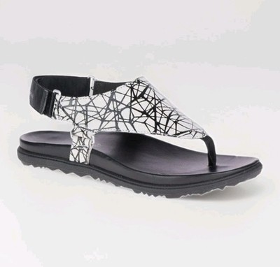 Merrell Around Town Sunvue Black/White Texture Thong Sandals Slingback Sz 8 NEW
