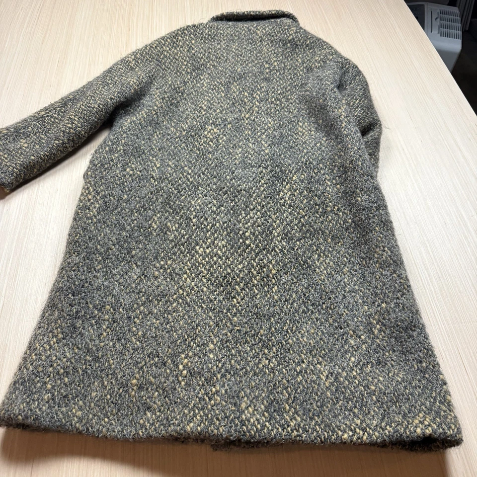 Vintage 60s Tweed Double Breasted Coat XL Overcoat Top Swing Trench Atomic Fleck - Image 4 of 4