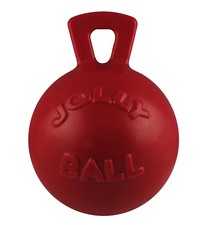 Jolly Pets Tug-N-Toss 10 inch Red Rubber Ball with Handle Chew Toy for Dogs