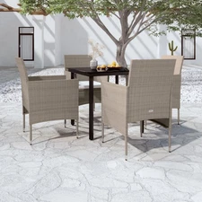 Garden Dining Set Beige and Black