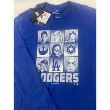 New RARE Star Wars Dodgers Long Sleeve Fanatics MLB Baseball T-Shirt  Size L