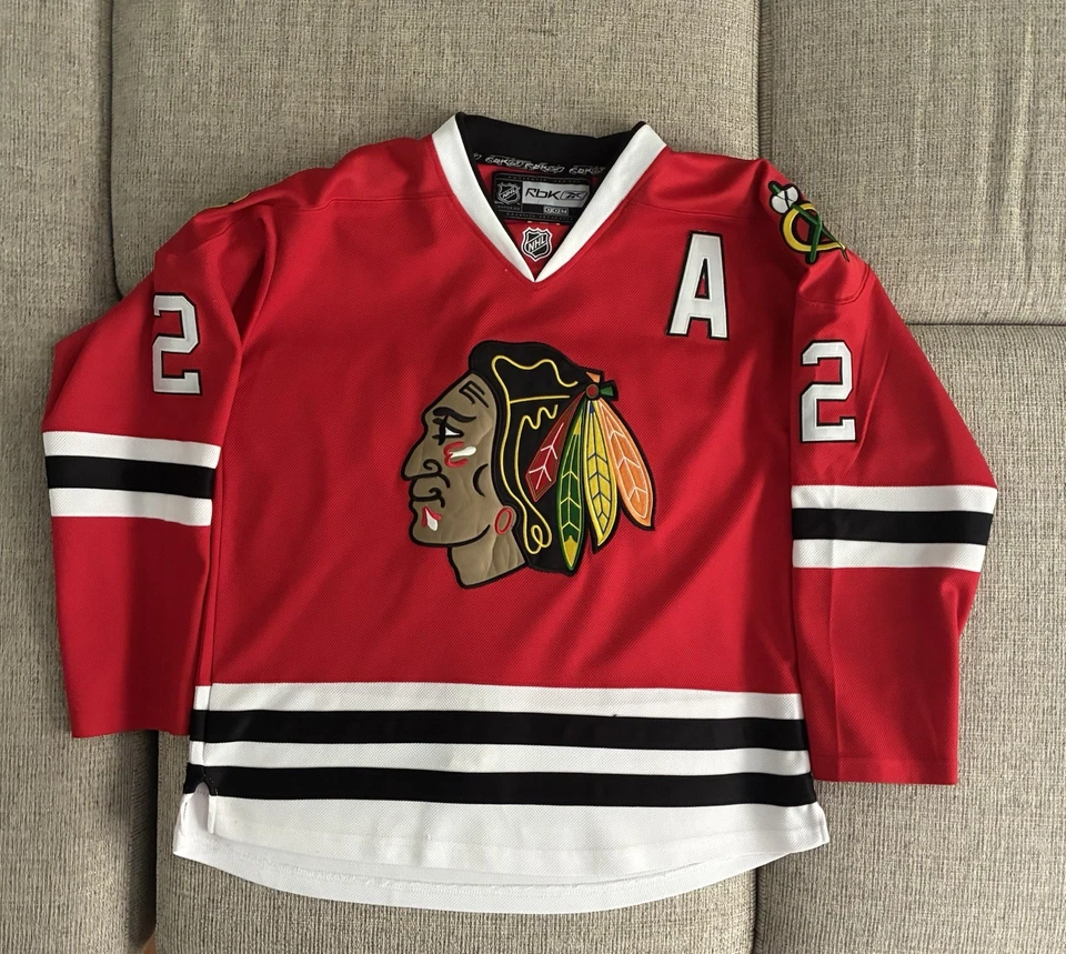 Винтажная вышитая футболка Chicago Blackhawks Duncan Keith Reebok НХЛ размер 50 - Изображение 2 из 4