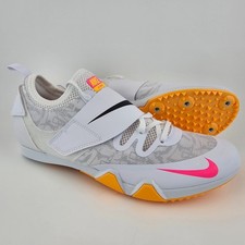 Nike Pole Vault Elite White Hyper Pink Orange Track Field Spikes Men's Size 8.5