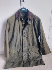 Barbour A200 Border Wax Jacket Sage Green, Size C38/97cm, Vintage 1991