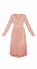 Pretty little thing Womens Pink Long Sleeve Pleated Midi Dress Size 12