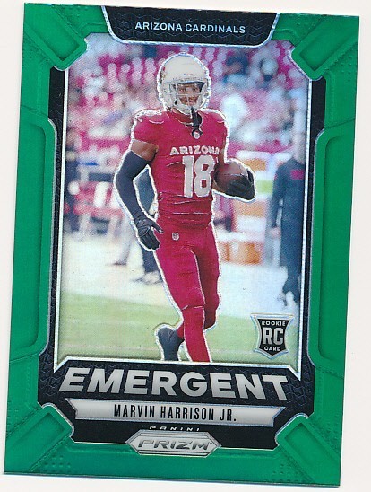 MARVIN HARRISON JR. 2024 PANINI PRIZM GREEN EMERGENT #5 RC ROOKIE CARDINALS