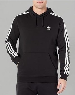 Adidas Mens L   Adicolor Classics 3-Stripes Pullover Hoodie Black Cotton Blend