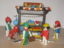 PLAYMOBIL 3486 MITTELALTER - MARKTSTAND MIT GESCHIRR - FIGUREN UND ZUBEHÖR