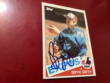 BRYN SMITH SIGNED , MINT 1985 TOPPS CARD # 88  MONTREAL EXPOS/ FREE POSTAGE!!!!