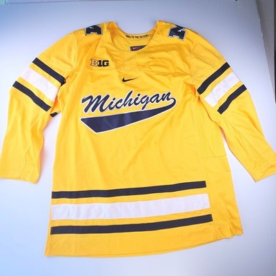Vintage Nike Michigan Wolverines Hockey Jersey Mens XXL Yellow Authentic Big 10