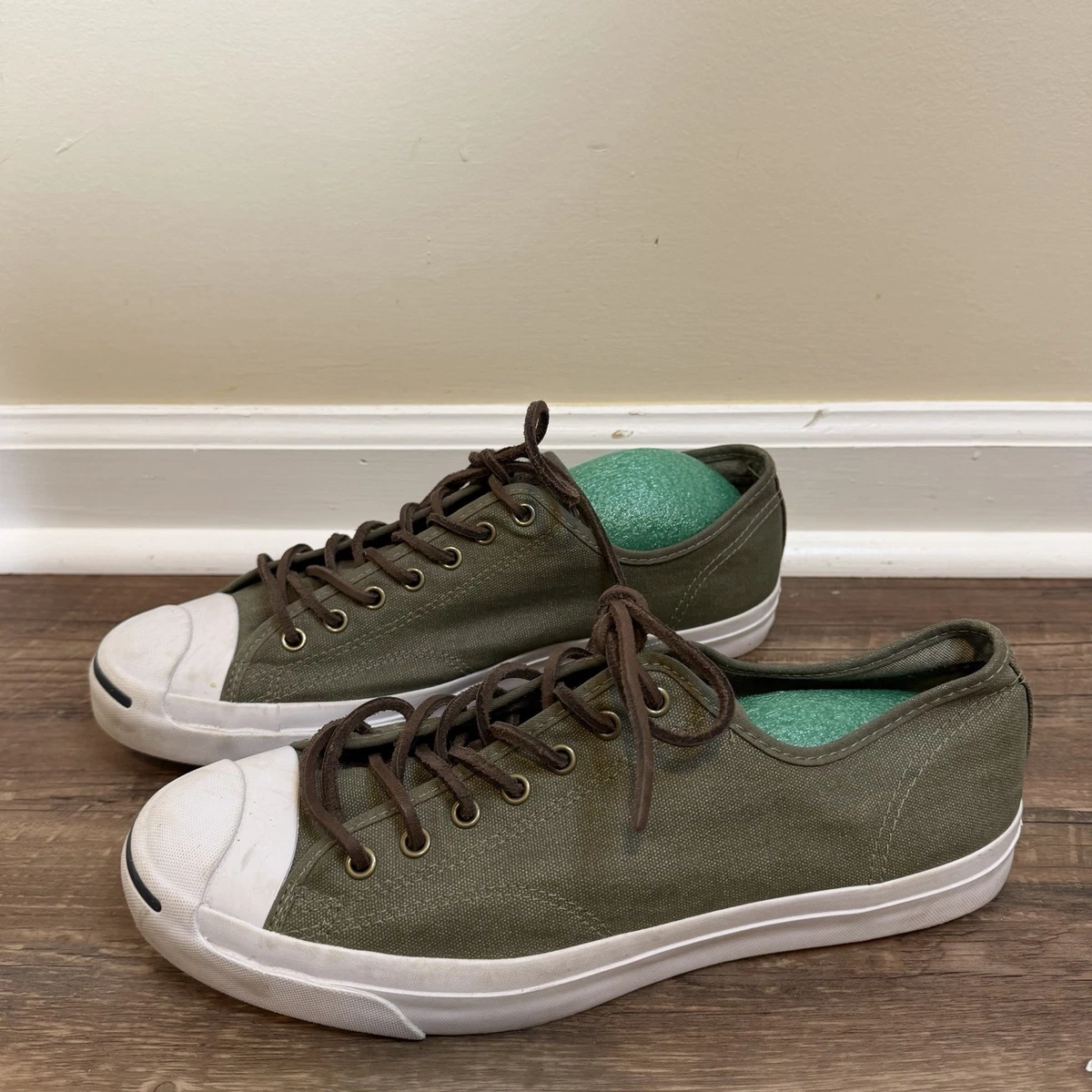 Converse Jack Purcell niedrig grün weiß Schuhe Herbst Freizeit Herren Größe 11,5 klassisch